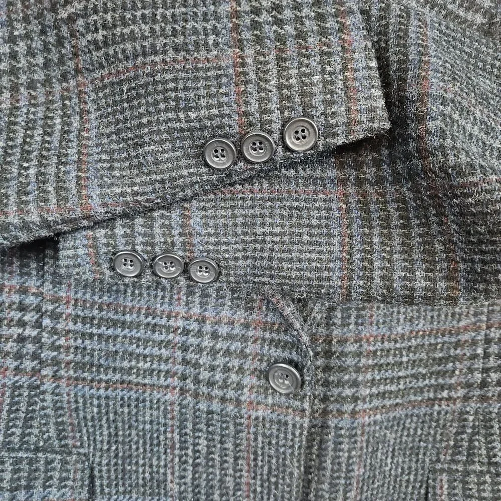 Traditionalist Goldsmith's‎ Men's Size 42L 100% Wool Dark Gray Windowpane Blazer